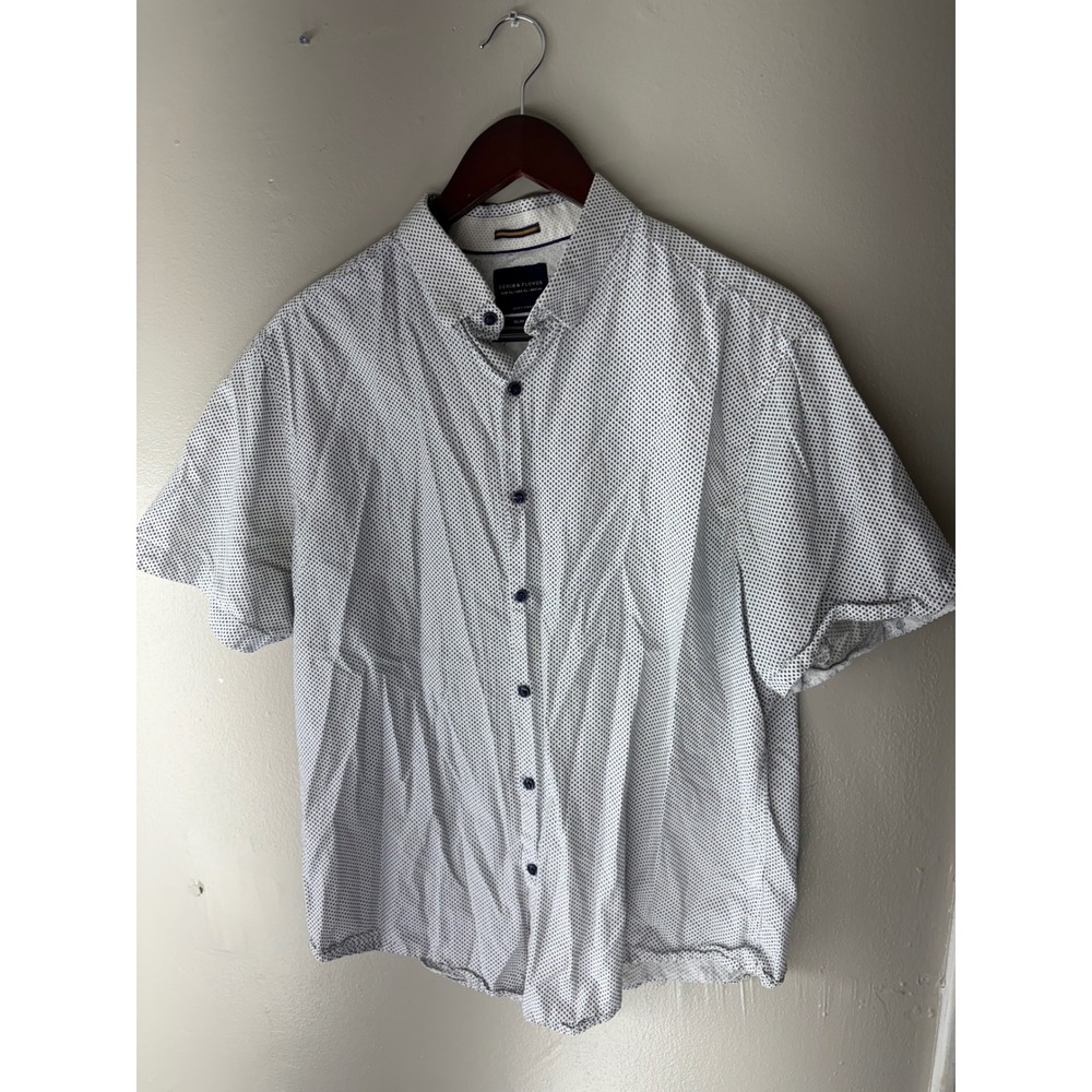 Denim & Flower Ricky Singh Mens XL Slim Fit Short Sleeve Geometric Button Down
